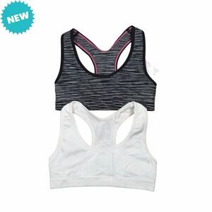 Maidenform Girl 2pk Black White Racerback Sports Bras Size Small NWT